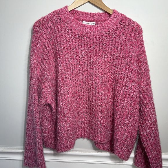 NWOT Sincerely Jules Hot Pink barbie pink crop sweater A7 - Picture 2 of 16